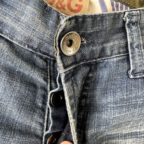 D&G‎ Dolce&Gabbana Jeans Men 32x35 Blue Straight Fit Flap Pockets Paint Splatter - Picture 5 of 16